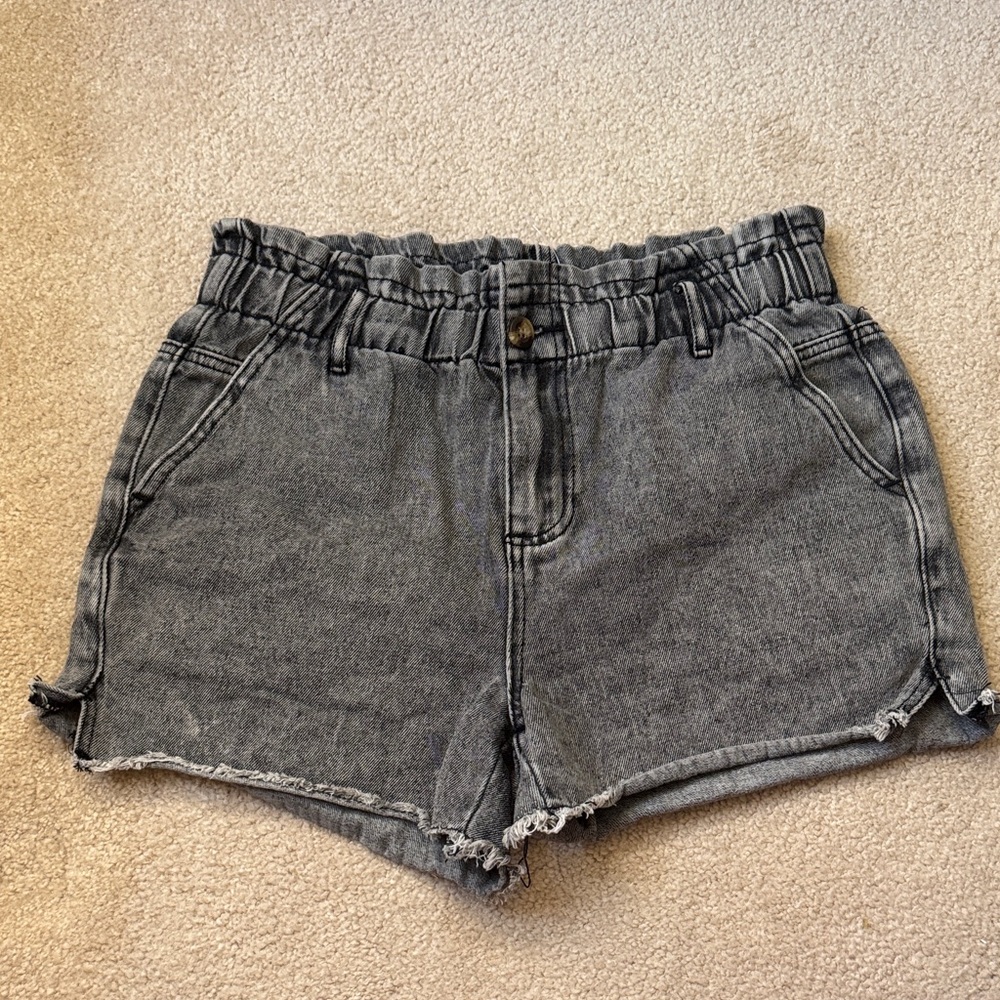 Cinched Waist Denim Shorts
